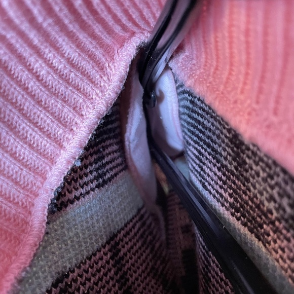 Vintage 80’s Pink Gray Black Art Deco Dressy Tessy Sweater w Shoulder Pads Sz S - Picture 7 of 7